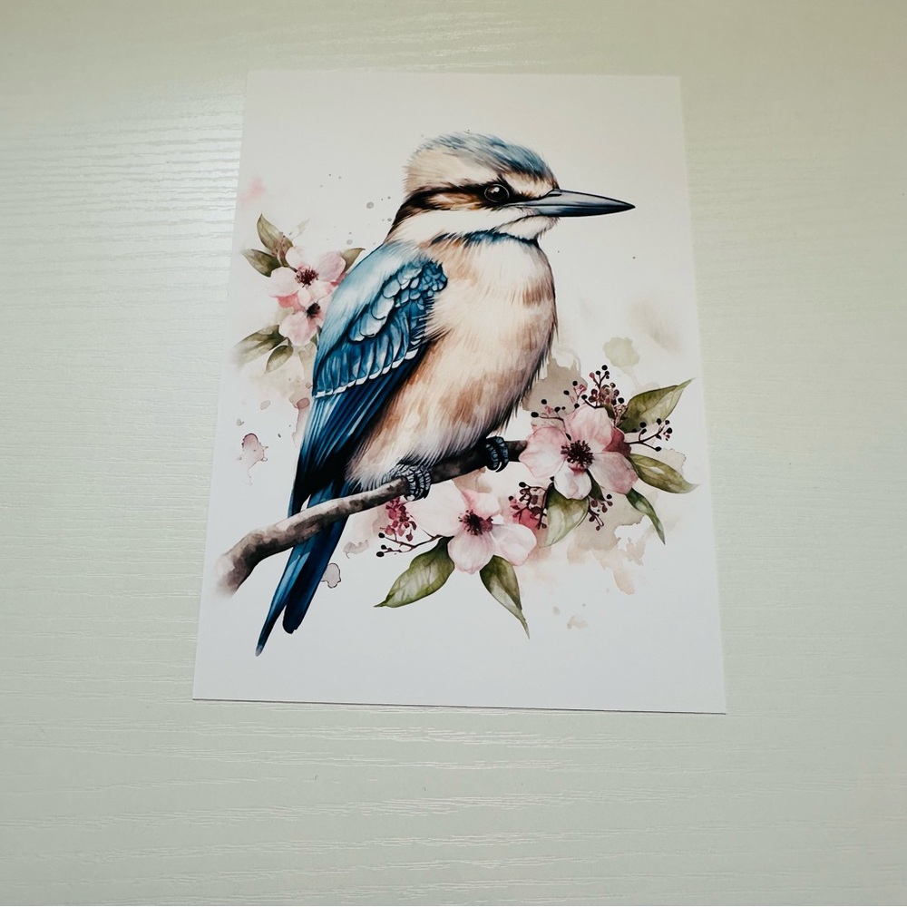 Watercolor Kookaburra Bird Portrait Wall Art Illustration Print Unframed - Picture 15 of 15